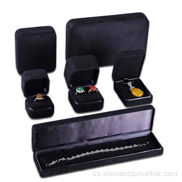 Mikrofiber mocka svart material för smyckesset box